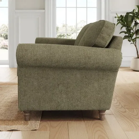 4-Seater Sofa with Curved Arms - Olive, Chenille
