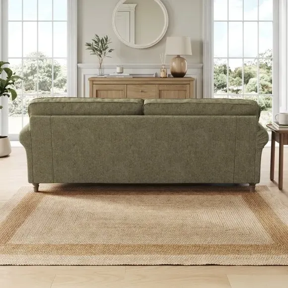 4-Seater Sofa with Curved Arms - Olive, Chenille