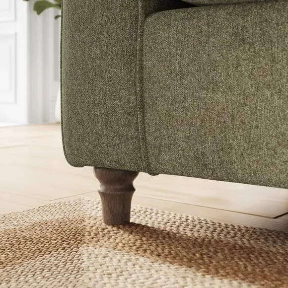 4-Seater Sofa with Curved Arms - Olive, Chenille