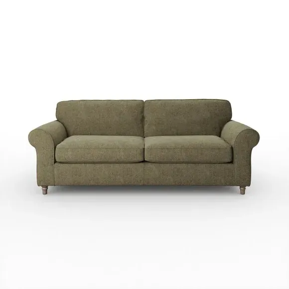 4-Seater Sofa with Curved Arms - Olive, Chenille