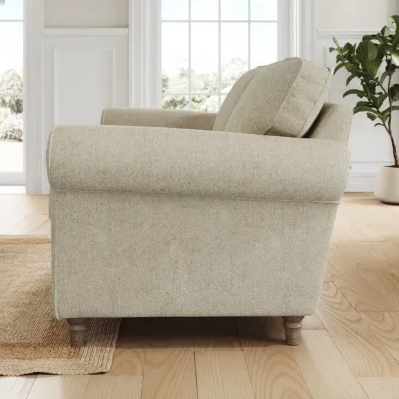 4-Seater Sofa with Curved Arms - Sandstone, Chenille