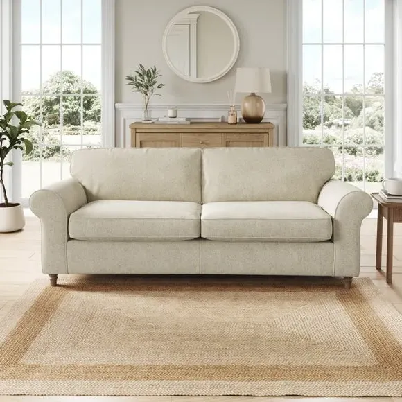 4-Seater Sofa with Curved Arms - Sandstone, Chenille