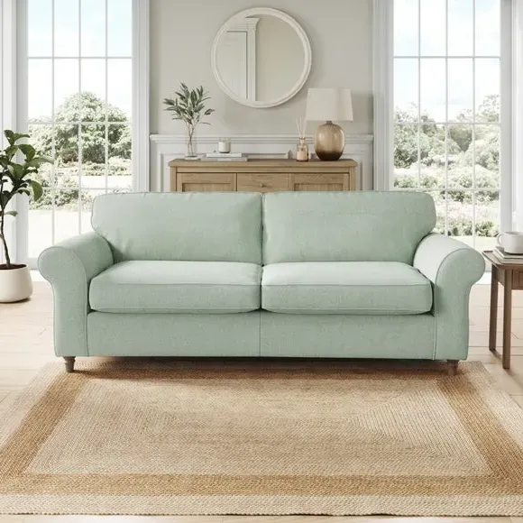 4-Seater Sofa with Curved Arms - Seafoam, Chenille