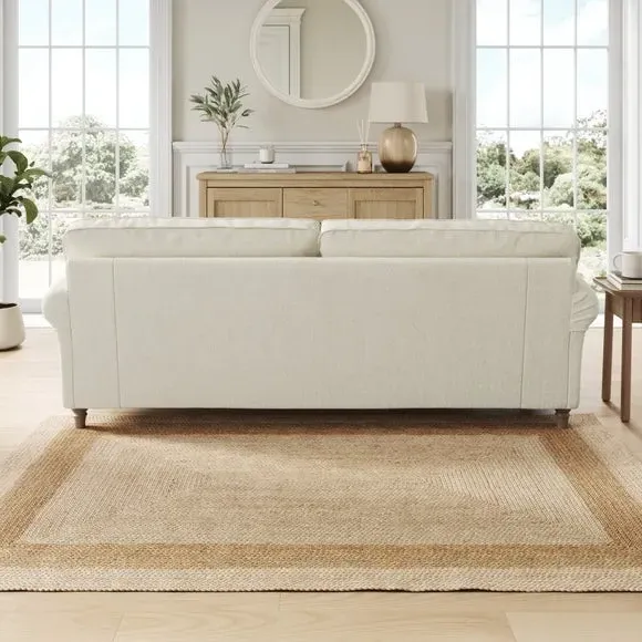 4-Seater Sofa with Curved Arms - White Sand, Chenille