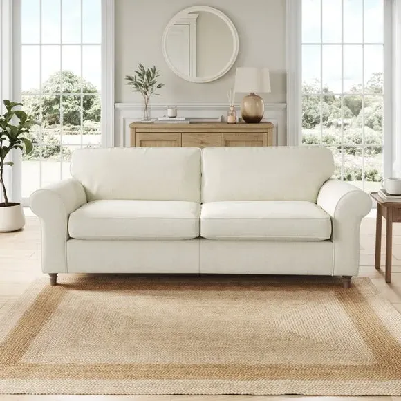 4-Seater Sofa with Curved Arms - White Sand, Chenille