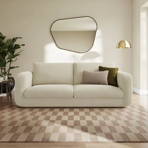 4-Seater Sofa with Deep Arms - Beige, Boucle image
