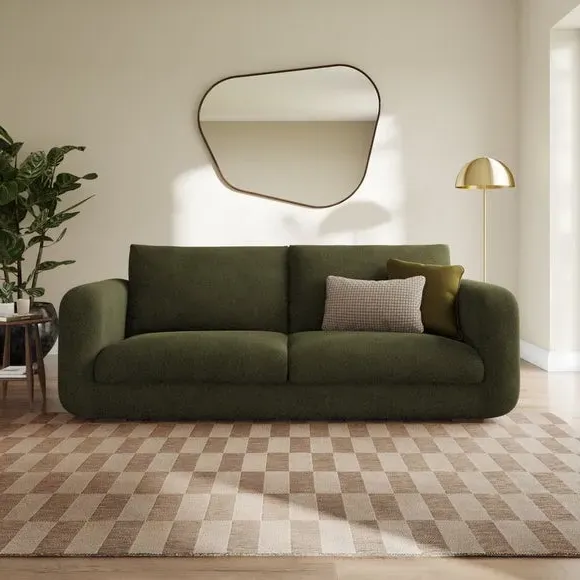 4-Seater Sofa with Deep Arms - Green, Boucle