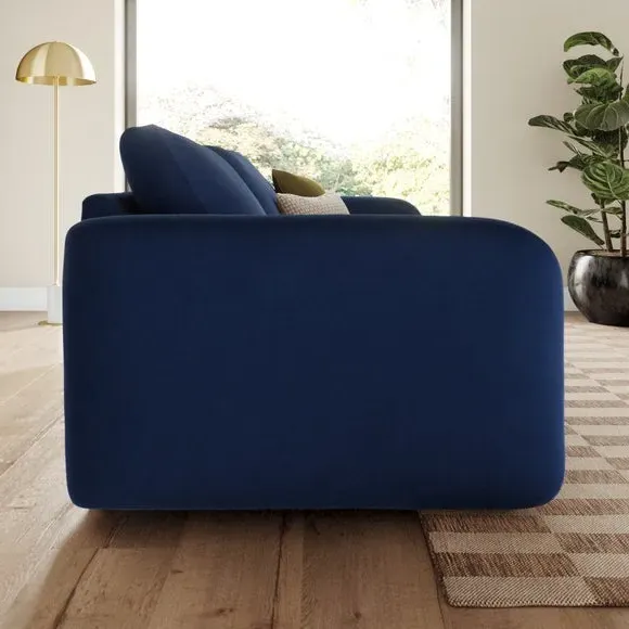 4-Seater Sofa with Deep Arms - Navy, Velvet