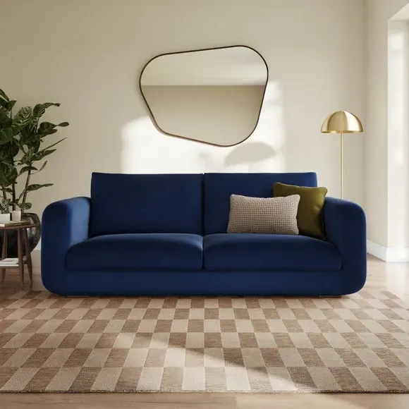 4-Seater Sofa with Deep Arms - Navy, Velvet image