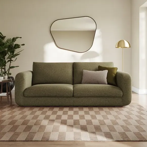 4-Seater Sofa with Deep Arms - Olive, Chenille