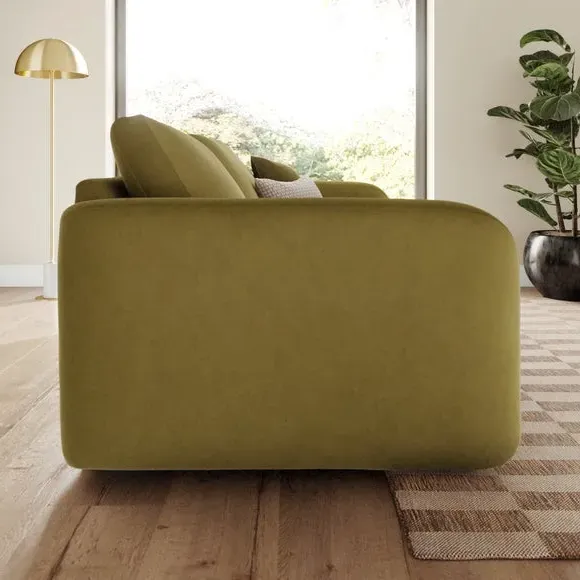 4-Seater Sofa with Deep Arms - Olive, Velvet