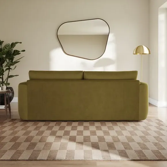 4-Seater Sofa with Deep Arms - Olive, Velvet