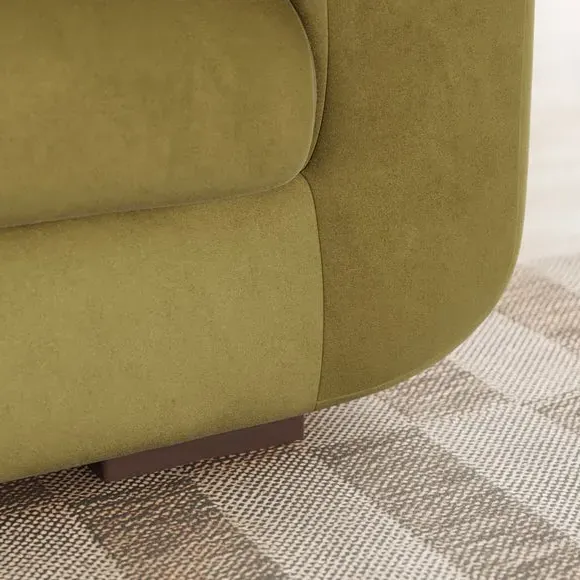 4-Seater Sofa with Deep Arms - Olive, Velvet