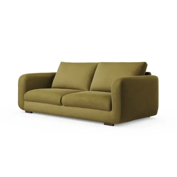 4-Seater Sofa with Deep Arms - Olive, Velvet
