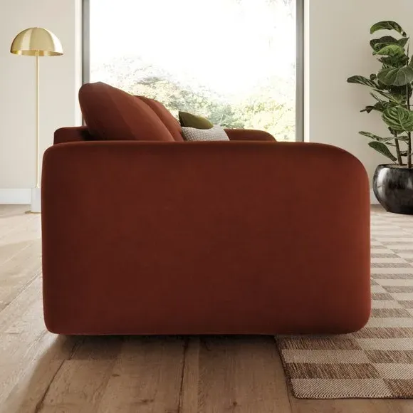 4-Seater Sofa with Deep Arms - Orange, Velvet
