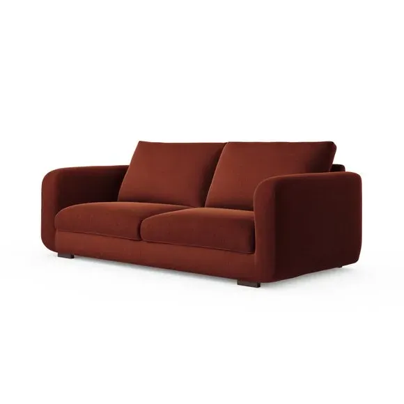 4-Seater Sofa with Deep Arms - Orange, Velvet