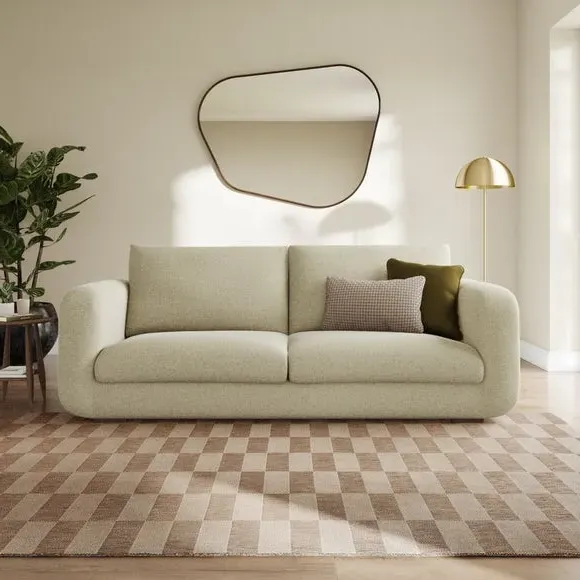 4-Seater Sofa with Deep Arms - Sandstone, Chenille