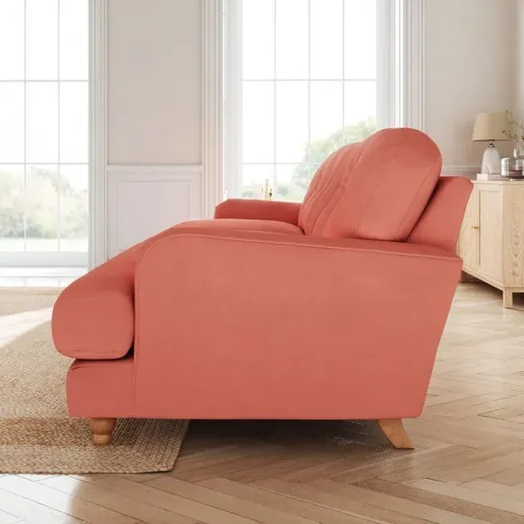 4-Seater Sofa with Fibre Filling - Coral, Velvet