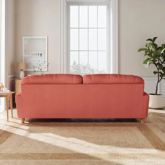 4-Seater Sofa with Fibre Filling - Coral, Velvet