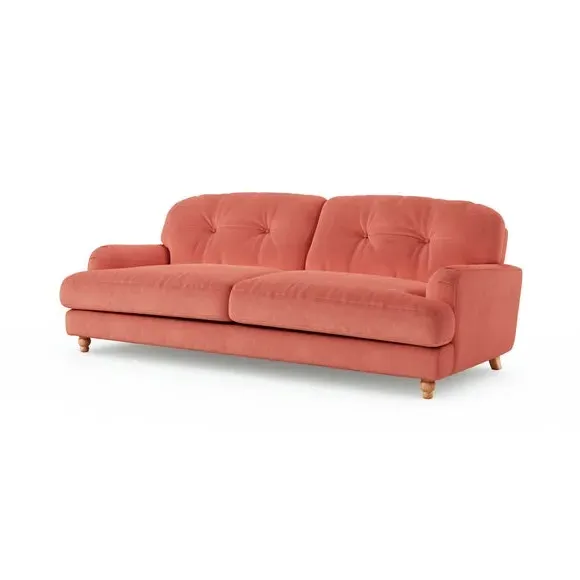 4-Seater Sofa with Fibre Filling - Coral, Velvet