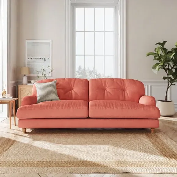 4-Seater Sofa with Fibre Filling - Coral, Velvet image