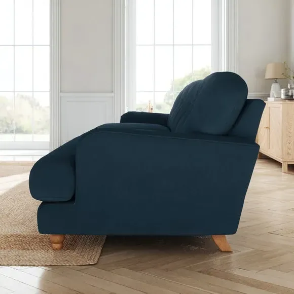 4-Seater Sofa with Fibre Filling - Navy, Velvet