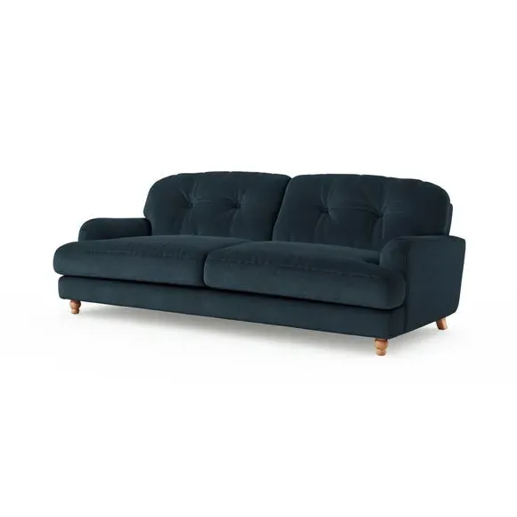 4-Seater Sofa with Fibre Filling - Navy, Velvet