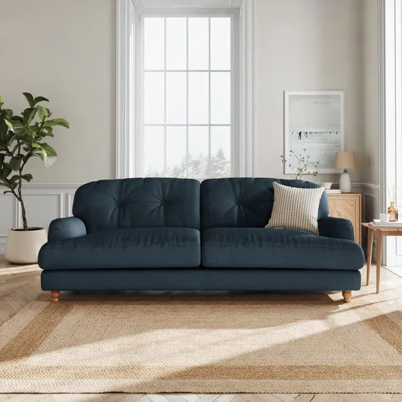 4-Seater Sofa with Fibre Filling - Navy, Velvet