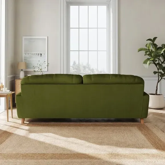 4-Seater Sofa with Fibre Filling - Olive, Velvet