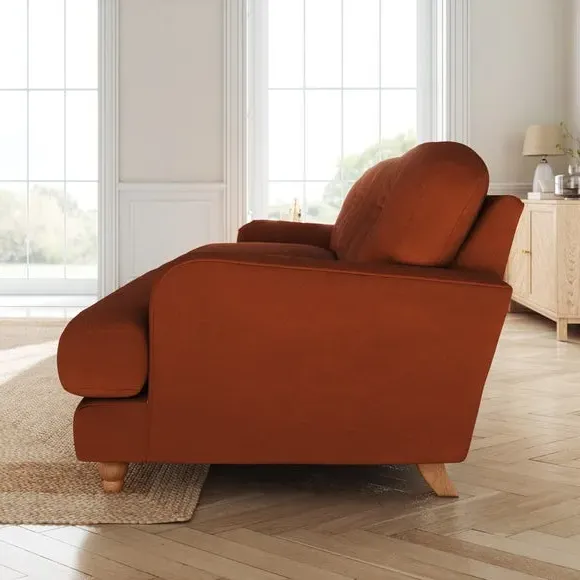4-Seater Sofa with Fibre Filling - Orange, Velvet