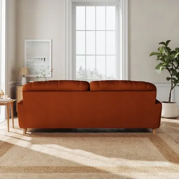 4-Seater Sofa with Fibre Filling - Orange, Velvet