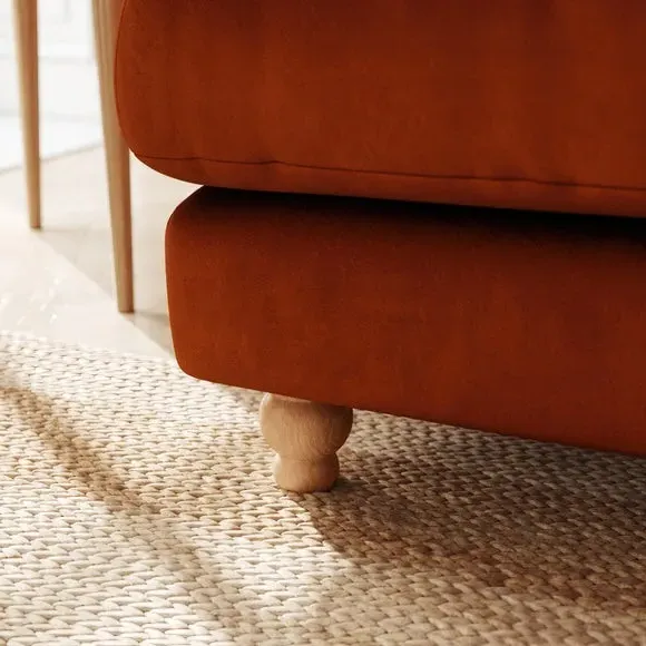 4-Seater Sofa with Fibre Filling - Orange, Velvet