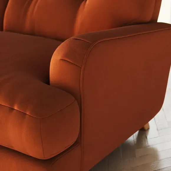 4-Seater Sofa with Fibre Filling - Orange, Velvet