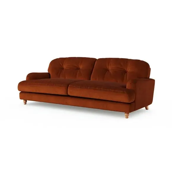 4-Seater Sofa with Fibre Filling - Orange, Velvet