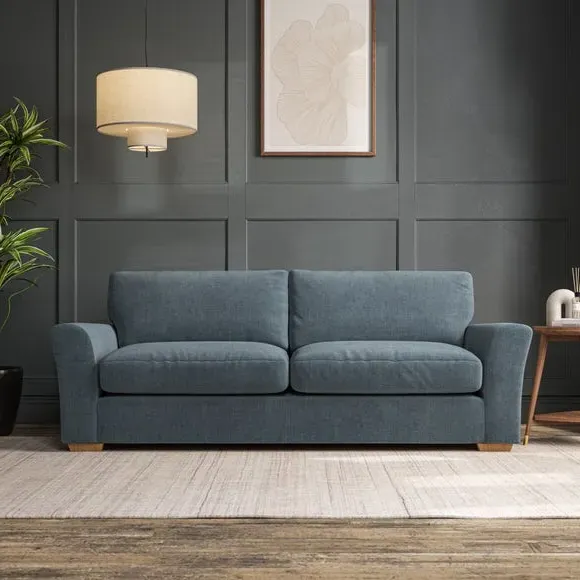 4-Seater Sofa with Flared Arms - Aqua, Chenille