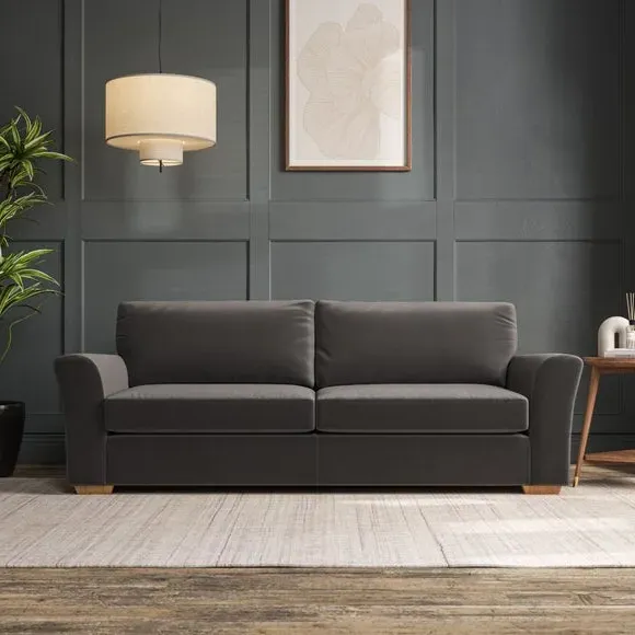 4-Seater Sofa with Flared Arms - Charcoal, Velvet image