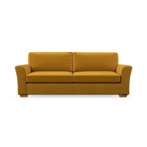 4-Seater Sofa with Flared Arms - Gold, Velvet