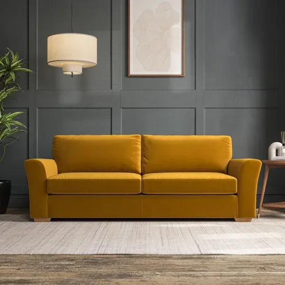 4-Seater Sofa with Flared Arms - Gold, Velvet