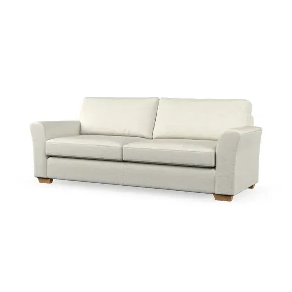 4-Seater Sofa with Flared Arms - Ivory, Fabric