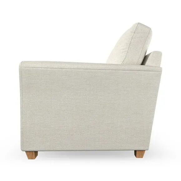 4-Seater Sofa with Flared Arms - Ivory, Fabric