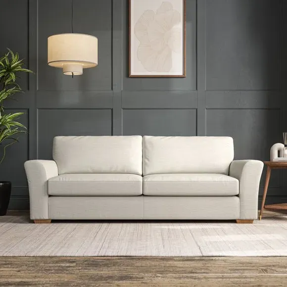 4-Seater Sofa with Flared Arms - Ivory, Fabric
