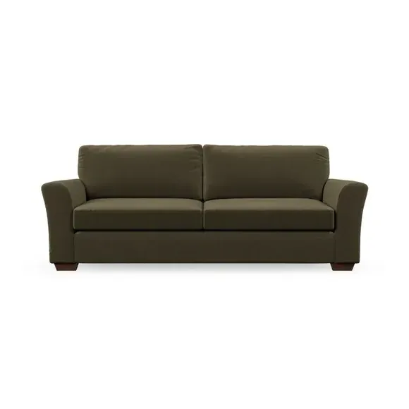 4-Seater Sofa with Flared Arms - Olive, Velvet