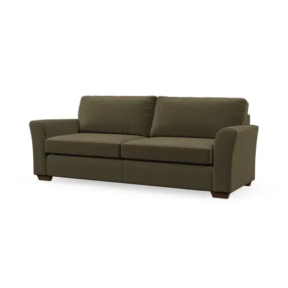 4-Seater Sofa with Flared Arms - Olive, Velvet
