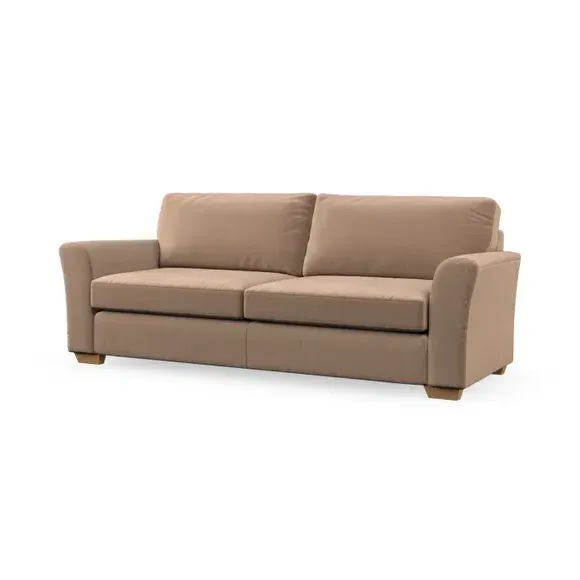 4-Seater Sofa with Flared Arms - Taupe, Velvet