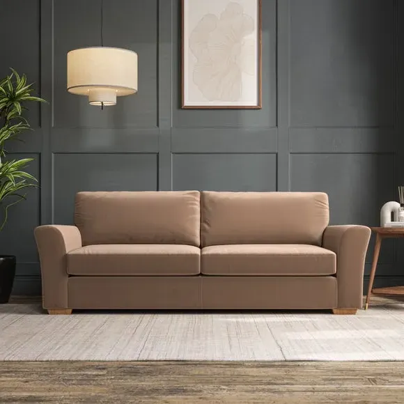 4-Seater Sofa with Flared Arms - Taupe, Velvet