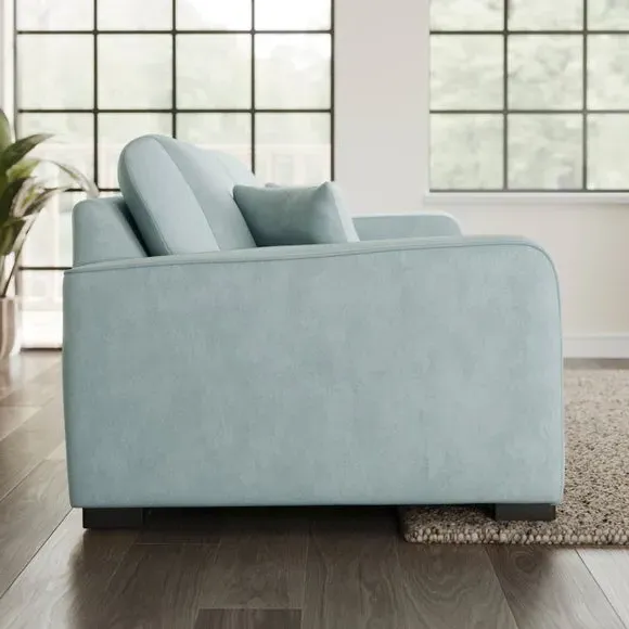 4-Seater Sofa with Piped Detailing - Blue, Velvet