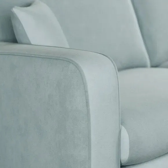 4-Seater Sofa with Piped Detailing - Blue, Velvet