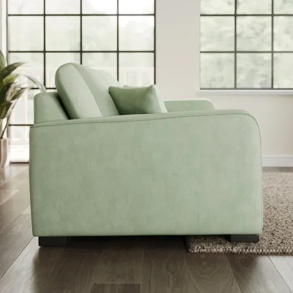 4-Seater Sofa with Piped Detailing - Green, Velvet