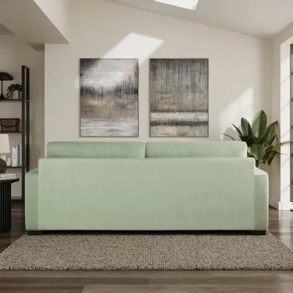 4-Seater Sofa with Piped Detailing - Green, Velvet