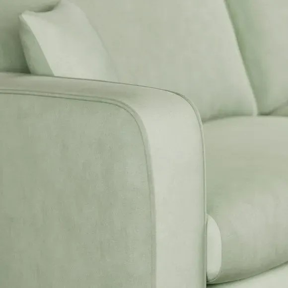 4-Seater Sofa with Piped Detailing - Green, Velvet